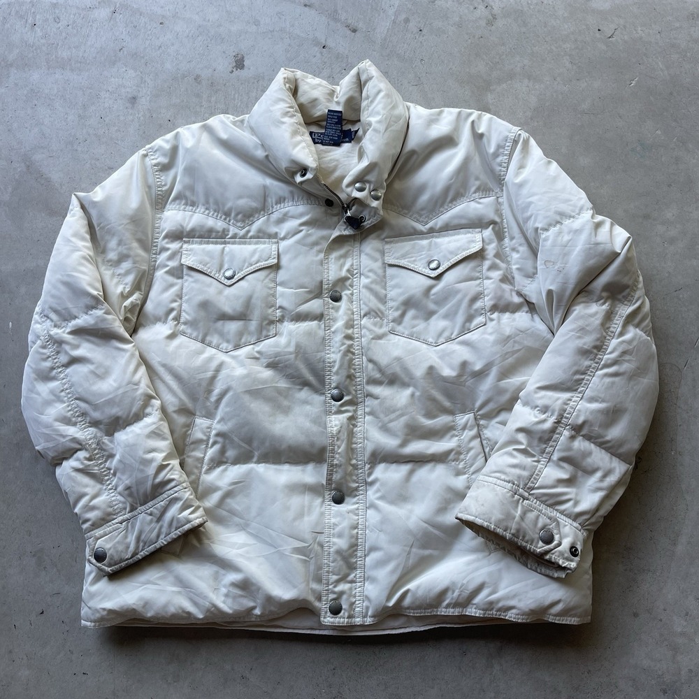 Polo Ralph Lauren Western Down Puffer Jacket Cream White Men's Size XL Pockets